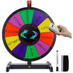 12" Tabletop Spinning Prize Wheel 12 Slots Heavy Duty Editable Spinning Wheel with Dry Erase Markers & Eraser for Fortune Spin Game Tradeshow Carnival