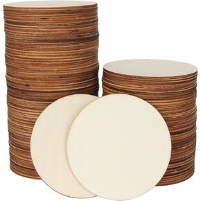 100 قطعة من الدوائر الخشبية مقاس 4 انش، قطع خشبية دائرية غير مكتملة، شرائح خشبية مستديرة طبيعية للمشروبات والحرف اليدوية وقواعد الاكواب والطلاء والتلوين والنقش بالليزر والديكورات in Kuwait