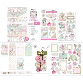 مجموعة افيك امور من بريما ماركيتنج - عبوة لهواة الجمع مع وسادة ورقية مقاس 12 × 12 انش وطبعة ايفيميرا وبطاقات وتذاكر ولوح خشب مضغوط وزهور in Kuwait