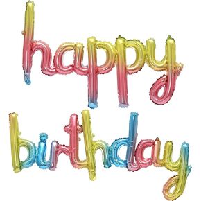 Happy Birthday Balloons Banner Reusable Mylar Foil Letters Balloons For Birthday Party Decorations Supplies (Rose Gold)
