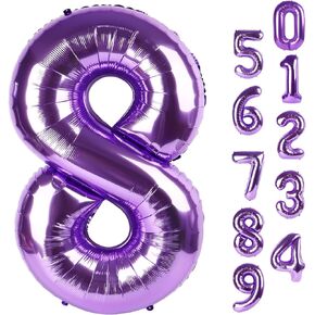 بالون كبير باللون الأرجواني، مقاس 40 بوصة، بالون رقم 1 لتزيين عيد الميلاد الأول للفتيات، بالون واحد لعيد الميلاد الأول