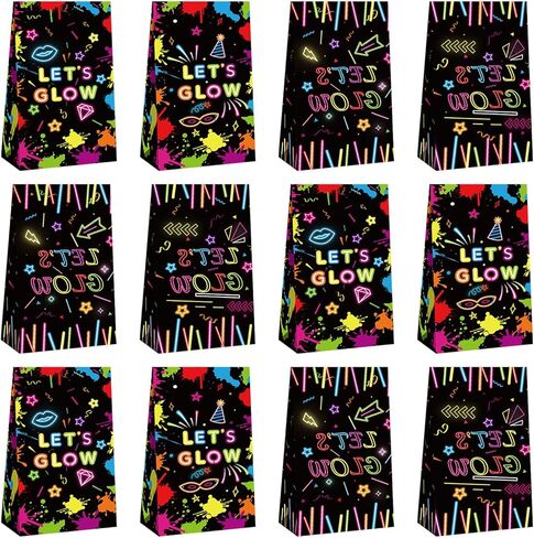 20 قطعة من لوازم الحفلات ليتس جلو من جينشي، حقائب حفلات تتوهج في الظلام لزينة عيد الميلاد النيون الداكنة in Kuwait