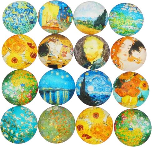 JJG 30 قطعة ليلة مليئة بالنجوم فان جوخ الطلاء الزجاج قبة كابوشون نصف جولة مسطحة الظهر، قطر 12 مم، مزيج الألوان in Kuwait