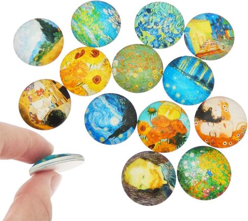 JJG 30 قطعة ليلة مليئة بالنجوم فان جوخ الطلاء الزجاج قبة كابوشون نصف جولة مسطحة الظهر، قطر 12 مم، مزيج الألوان in Kuwait