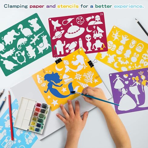 مجموعة استنسل رسم بلاستيكية مكونة من 40 قطعة من كايمي، استنسل للأطفال مع أكثر من 400 نمط مختلف هي هدية للأولاد والبنات in Kuwait