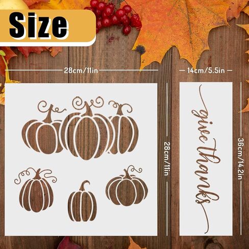 Whaline 12Pcs Fall Thanksgiving Stencil for Painting Pumpkin Autumn Leaves Squirrel Drawing Templates Stencils Reusable Blessed Give Thanks Harvest Stencil for DIY Art Craft Farmhouse Decoration in Saudi Arabia