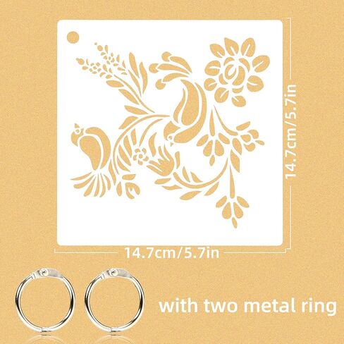 Sunflower Stencil Kit,25 Pieces Bird Floral Flower Stencils for Painting on Wood Canvas Branches Leaf Tree Bee Birdcage Drawing Reusable Stencil for Paint Craft Template Wall Furniture DIY Home Decor in Kuwait