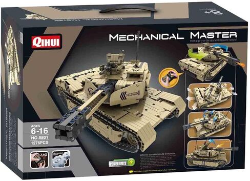 لعبة تركيب بريكس بريكس بريموت كنترول من بو تويز، 1276 قطعة معركة عسكرية "ستورم اوف ذا ديزارت" طقم دبابة مع بطارية قابلة لإعادة الشحن، بناء الألعاب بنفسك in Kuwait