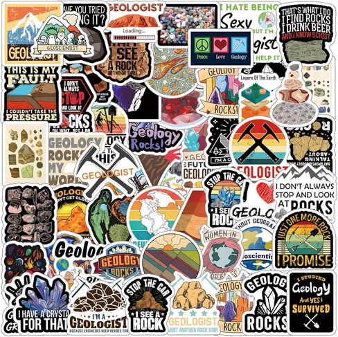 مجموعة ملصقات جيولوجية مكونة من 62 قطعة، ملصقات مقاومة للماء من الفينيل الصخري الجيولوجي لزجاجة المياه، والكمبيوتر المحمول، والهاتف، ولوح التزلج، وسجل القصاصات، وهدايا ممتصة للصدمات للأطفال والمراهقين والبالغين لمحبي الحفلات in Kuwait