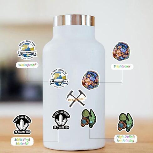 مجموعة ملصقات جيولوجية مكونة من 62 قطعة، ملصقات مقاومة للماء من الفينيل الصخري الجيولوجي لزجاجة المياه، والكمبيوتر المحمول، والهاتف، ولوح التزلج، وسجل القصاصات، وهدايا ممتصة للصدمات للأطفال والمراهقين والبالغين لمحبي الحفلات in Kuwait