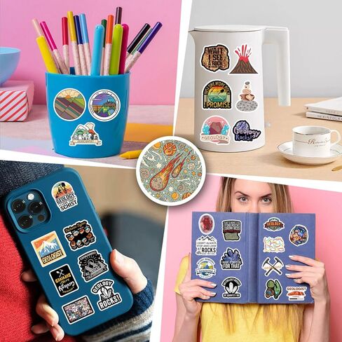 مجموعة ملصقات جيولوجية مكونة من 62 قطعة، ملصقات مقاومة للماء من الفينيل الصخري الجيولوجي لزجاجة المياه، والكمبيوتر المحمول، والهاتف، ولوح التزلج، وسجل القصاصات، وهدايا ممتصة للصدمات للأطفال والمراهقين والبالغين لمحبي الحفلات in Kuwait