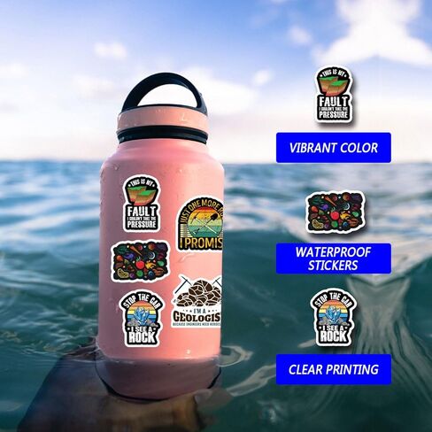 مجموعة ملصقات جيولوجية مكونة من 62 قطعة، ملصقات مقاومة للماء من الفينيل الصخري الجيولوجي لزجاجة المياه، والكمبيوتر المحمول، والهاتف، ولوح التزلج، وسجل القصاصات، وهدايا ممتصة للصدمات للأطفال والمراهقين والبالغين لمحبي الحفلات in Kuwait