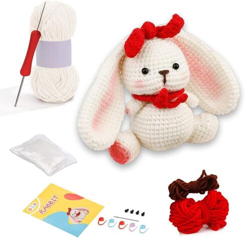 مجموعة الكروشيه للمبتدئين، مجموعات حيوانات الكروشيه للبالغين والأطفال، أرنب الفيل، حيوانات لطيفة، مجموعة أدوات الكروشيه للمبتدئين للهدايا، تعلم مجموعات الكروشيه مع فيديو خطوة بخطوة للأولاد والبنات هدية أعياد الميلاد in Kuwait