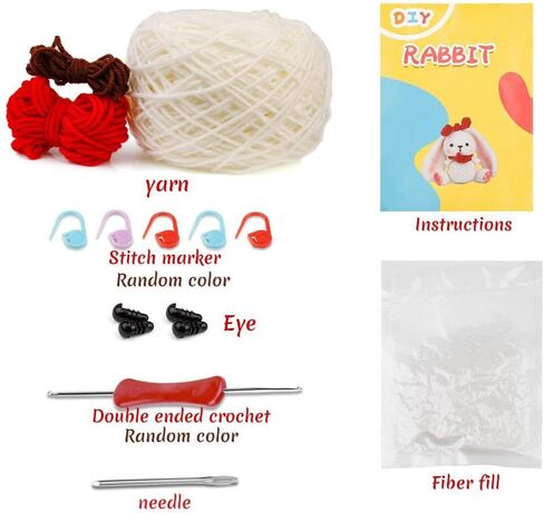 مجموعة الكروشيه للمبتدئين، مجموعات حيوانات الكروشيه للبالغين والأطفال، أرنب الفيل، حيوانات لطيفة، مجموعة أدوات الكروشيه للمبتدئين للهدايا، تعلم مجموعات الكروشيه مع فيديو خطوة بخطوة للأولاد والبنات هدية أعياد الميلاد in Kuwait