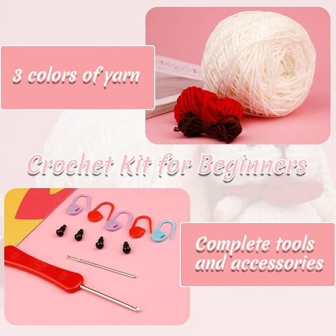 مجموعة الكروشيه للمبتدئين، مجموعات حيوانات الكروشيه للبالغين والأطفال، أرنب الفيل، حيوانات لطيفة، مجموعة أدوات الكروشيه للمبتدئين للهدايا، تعلم مجموعات الكروشيه مع فيديو خطوة بخطوة للأولاد والبنات هدية أعياد الميلاد in Kuwait