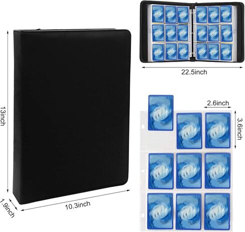 Trading Card Binder, 9-Pocket Card Collector Holder Album with 50 Sleeves Holds Up to 900 Cards, Storage Carrying Book Case for Baseball Football and Game Cards, Collection Toy Gift for Boys and Girls (Green) in Kuwait