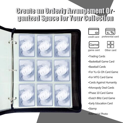 Trading Card Binder, 9-Pocket Card Collector Holder Album with 50 Sleeves Holds Up to 900 Cards, Storage Carrying Book Case for Baseball Football and Game Cards, Collection Toy Gift for Boys and Girls (Green) in Kuwait