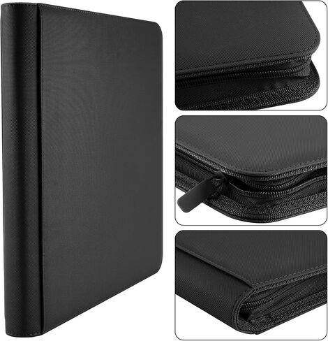 PAKESI 12 Pocket Trading Card Album Folder Card Collection Binder with 20 Removable Sheets Holds Up to 480 Cards - 360 Side Loading Pocket Binder for TCG -BLACK-P1 in Kuwait