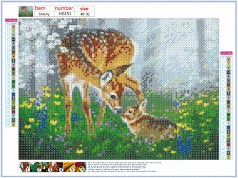 طقم طلاء ألماس كامل صناعة يدوية 5D مجموعات كريستال الفن حجر الراين التطريز عبر غرزة الفنون الحرفية التموين قماش الماس الفن سيكا الغزلان والأرنب للمنزل المطبخ فندق صالون الجدار 16x12 بوصة in Kuwait