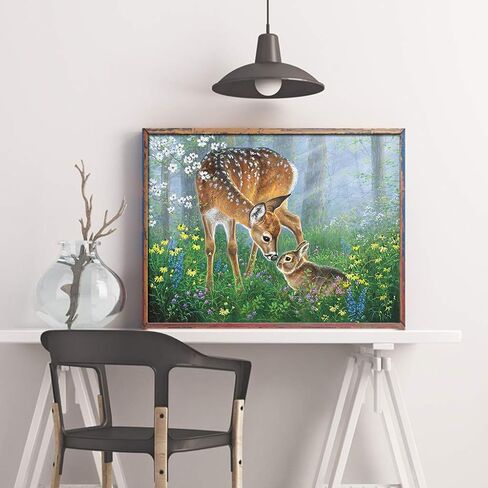 طقم طلاء ألماس كامل صناعة يدوية 5D مجموعات كريستال الفن حجر الراين التطريز عبر غرزة الفنون الحرفية التموين قماش الماس الفن سيكا الغزلان والأرنب للمنزل المطبخ فندق صالون الجدار 16x12 بوصة in Kuwait