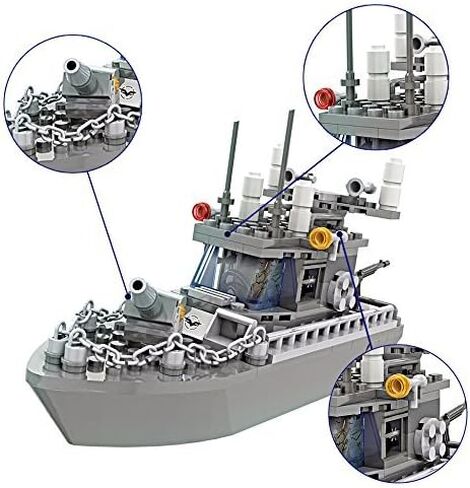 كوجو العاب بناء سفينة حربية للجيش، العاب قارب دورية للاولاد 6-12، مجموعة مكعبات بناء ذاتية الصنع، 193 قطعة in Kuwait