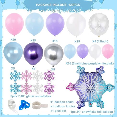 Winter Onederland Balloon Garland, Pink, Blue,Purple Balloon Arch with Glitter Snowflake and Snowflake Mylar Balloon for Girls Winter Wonderland Birthday,Frozen Snowflake Party, Baby Its Cold Outside in Kuwait