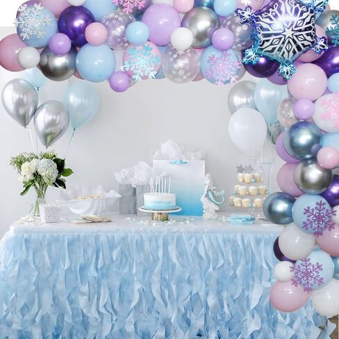 Winter Onederland Balloon Garland, Pink, Blue,Purple Balloon Arch with Glitter Snowflake and Snowflake Mylar Balloon for Girls Winter Wonderland Birthday,Frozen Snowflake Party, Baby Its Cold Outside in Kuwait