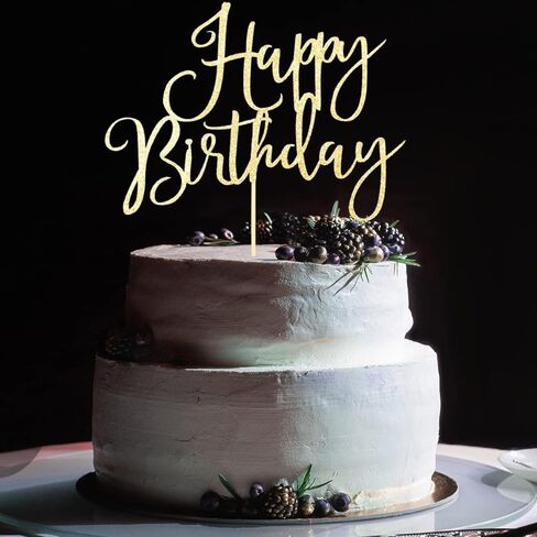 زينة كعكة عيد ميلاد سعيد، لوازم تزيين حفلات اعياد الميلاد، ذهبي لامع in Kuwait