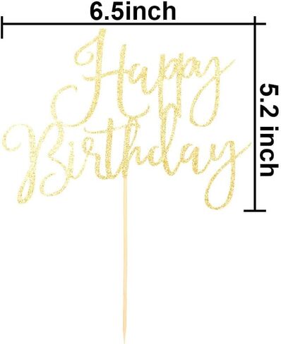 زينة كعكة عيد ميلاد سعيد، لوازم تزيين حفلات اعياد الميلاد، ذهبي لامع in Kuwait