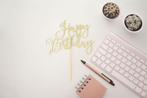 زينة كعكة عيد ميلاد سعيد، لوازم تزيين حفلات اعياد الميلاد، ذهبي لامع in Kuwait