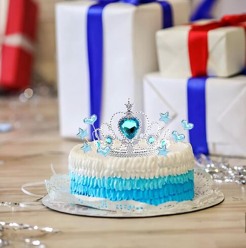 زينة كعكة عيد ميلاد سعيد للبنات لتزيين كعكة الثلج 27 قطعة على شكل ندفات ثلج لتزيين حفلات عيد ميلاد الفتيات هدية عيد ميلاد سعيد مع مجموعة تيجان وعصا in Kuwait