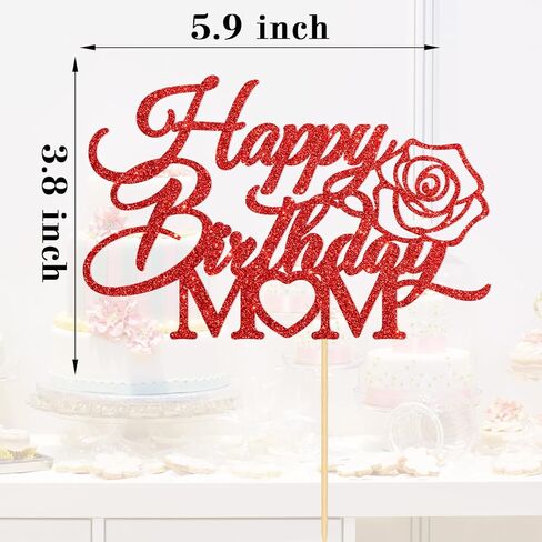 Happy Birthday Mom Cake Topper, Happy Mother’s Day party decorations, Mom Birthday Cake Decor, Mother Theme Party Supplies in Kuwait