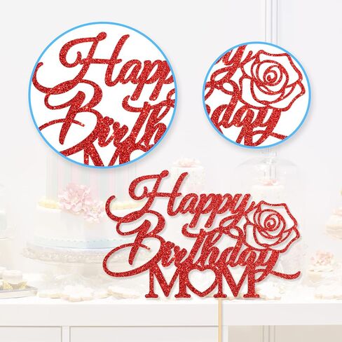 Happy Birthday Mom Cake Topper, Happy Mother’s Day party decorations, Mom Birthday Cake Decor, Mother Theme Party Supplies in Kuwait