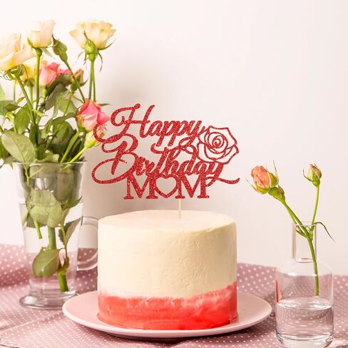 Happy Birthday Mom Cake Topper, Happy Mother’s Day party decorations, Mom Birthday Cake Decor, Mother Theme Party Supplies in Kuwait