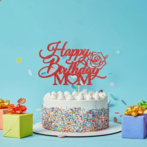 Happy Birthday Mom Cake Topper, Happy Mother’s Day party decorations, Mom Birthday Cake Decor, Mother Theme Party Supplies in Kuwait