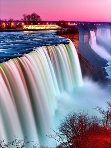 Rovepic 5D Diamond Painting Kits Waterfall Forest Round Full Drill, DIY Paint with Diamonds Art Landscape Crystal Rhinestone Cross Stitch for Home Office Wall Crafts Decorations 12×16 Inch in Kuwait