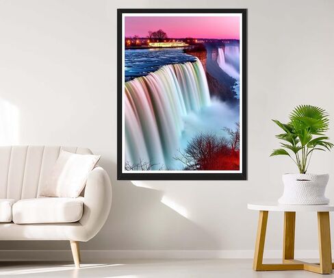 Rovepic 5D Diamond Painting Kits Waterfall Forest Round Full Drill, DIY Paint with Diamonds Art Landscape Crystal Rhinestone Cross Stitch for Home Office Wall Crafts Decorations 12×16 Inch in Kuwait