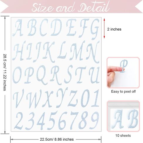Waynoda 360 Pieces 10 Sheets Glitter Alphabet Letter Stickers,Self Adhesive Letters(Black,2 Inch) in Kuwait