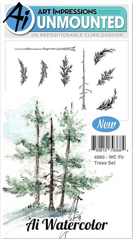 انطباعات فنية - مجموعة شجرة التنوب، من المطاط اللاصق بالألوان المائية، in Kuwait