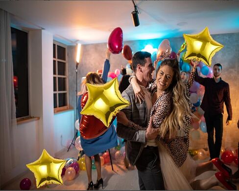 10 قطع بالون من رقائق الألومنيوم على شكل نجمة ذهبية مقاس 18 بوصة بالونات مايلر من رقائق الألومنيوم لتزيين عيد الميلاد السعيد in Kuwait