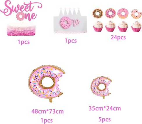 Sweet One Birthday Party Decorations Donut,Donut 1st Birthday Party Decorations,Sweet One Donut Decorations For 1st birthday,Dweet One Donut Themed Birthday Party Supplies in Kuwait