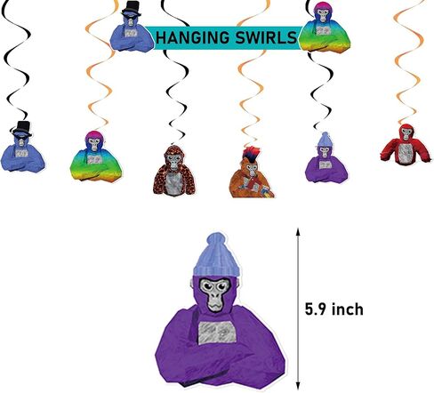 مجموعة زينة عيد الميلاد من هونج شينج فو مع لافتة وبالونات وتعليق حلزوني، مناسبة لمستلزمات الحفلات بطابع غوريلا in Kuwait