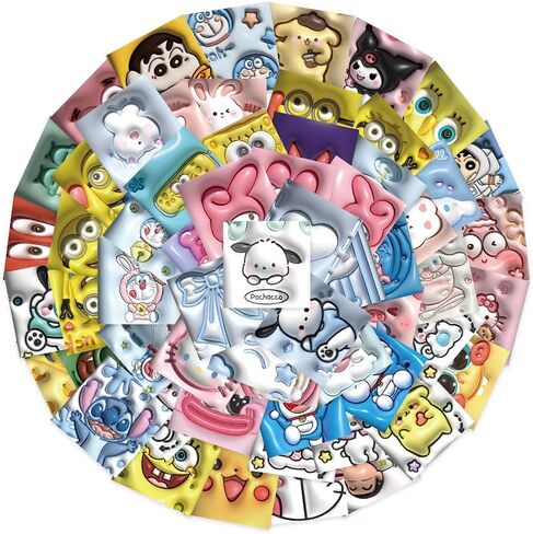 Visual 3D cartoon cute animation stickers, 62PCS waterproof stickers for laptops, refrigerators, luggage, water bottles, computers, cell phones, children and teenagers adult cartoon animation stickers. Ideal holiday gift for children, teenagers and adults in Saudi Arabia