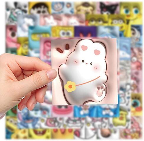 Visual 3D cartoon cute animation stickers, 62PCS waterproof stickers for laptops, refrigerators, luggage, water bottles, computers, cell phones, children and teenagers adult cartoon animation stickers. Ideal holiday gift for children, teenagers and adults in Saudi Arabia