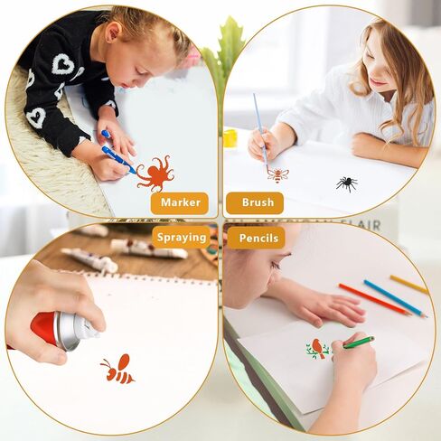 سريزدان 100 قطعة من قوالب استنسل صغيرة للحرف اليدوية قابلة لاعادة الاستخدام 3×3 انش، قوالب استنسل بلاستيكية للرسم والرسم للاطفال على الخشب والحرف اليدوية in Kuwait