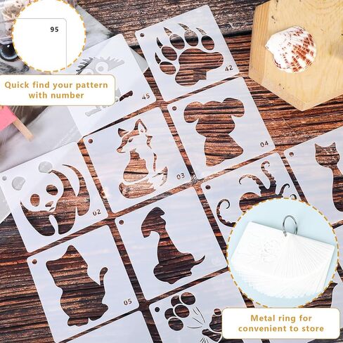 سريزدان 100 قطعة من قوالب استنسل صغيرة للحرف اليدوية قابلة لاعادة الاستخدام 3×3 انش، قوالب استنسل بلاستيكية للرسم والرسم للاطفال على الخشب والحرف اليدوية in Kuwait