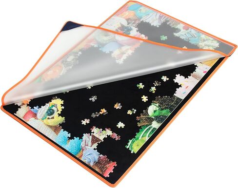 Becko US Jigsaw Puzzle Board with Dustproof Cover for Puzzles Up to 1000 Pieces Portable Puzzle Mat for Puzzle Storage Puzzle Saver, Non-Slip Surface (Black) in Kuwait