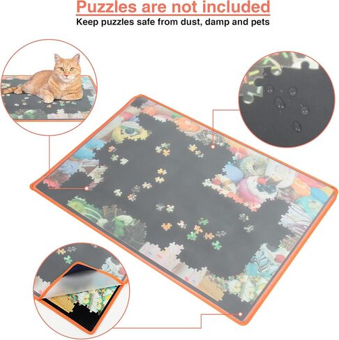 Becko US Jigsaw Puzzle Board with Dustproof Cover for Puzzles Up to 1000 Pieces Portable Puzzle Mat for Puzzle Storage Puzzle Saver, Non-Slip Surface (Black) in Kuwait