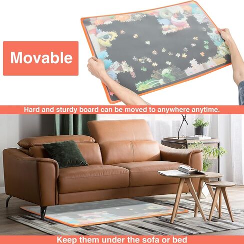 Becko US Jigsaw Puzzle Board with Dustproof Cover for Puzzles Up to 1000 Pieces Portable Puzzle Mat for Puzzle Storage Puzzle Saver, Non-Slip Surface (Black) in Kuwait