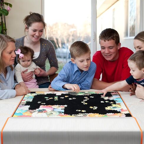 Becko US Jigsaw Puzzle Board with Dustproof Cover for Puzzles Up to 1000 Pieces Portable Puzzle Mat for Puzzle Storage Puzzle Saver, Non-Slip Surface (Black) in Kuwait